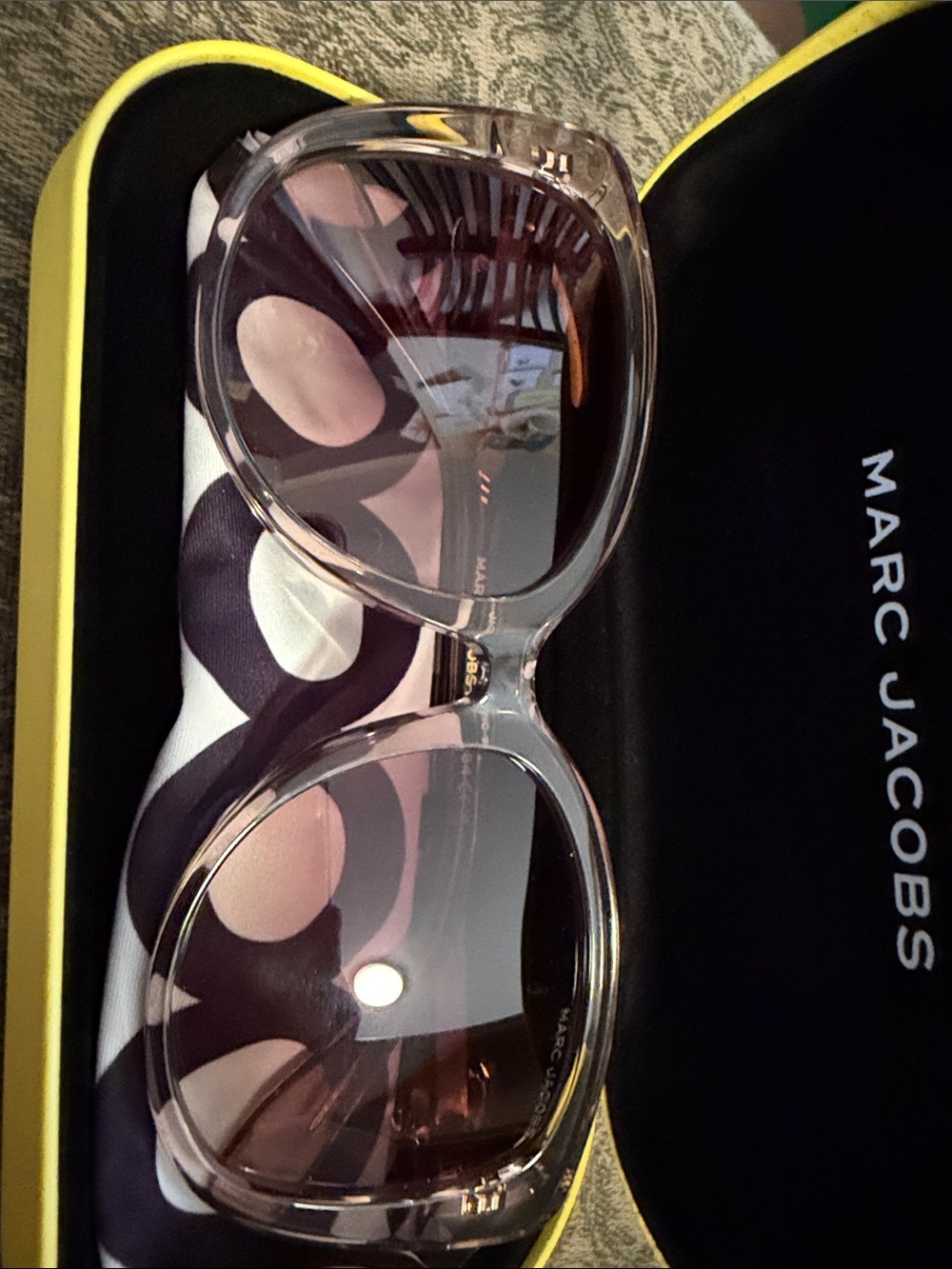 Marc Jacobs Clear Frame Sunglasses with Pink Gradient Lenses